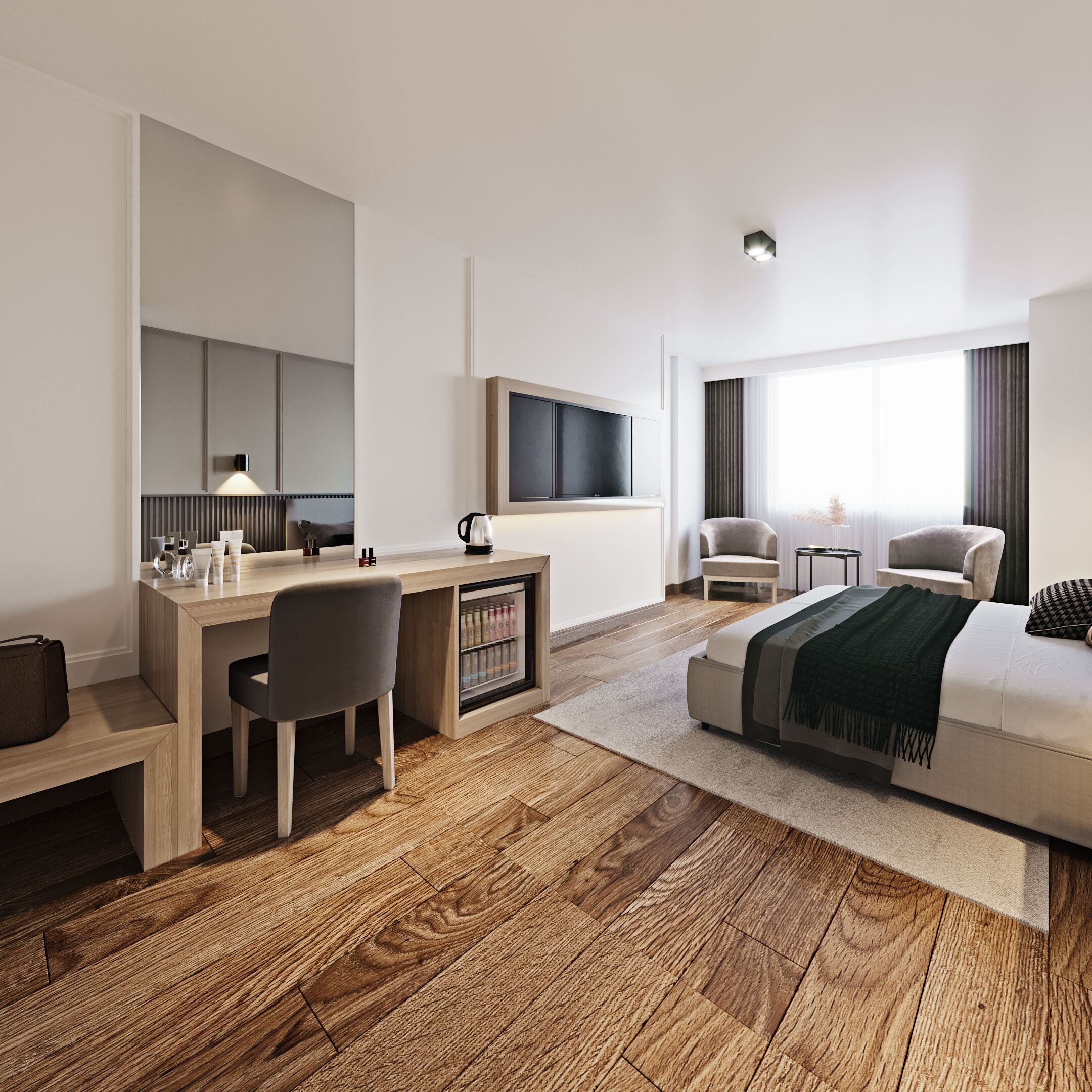 Suite | Minibar y espacio para trabajar con un portátil