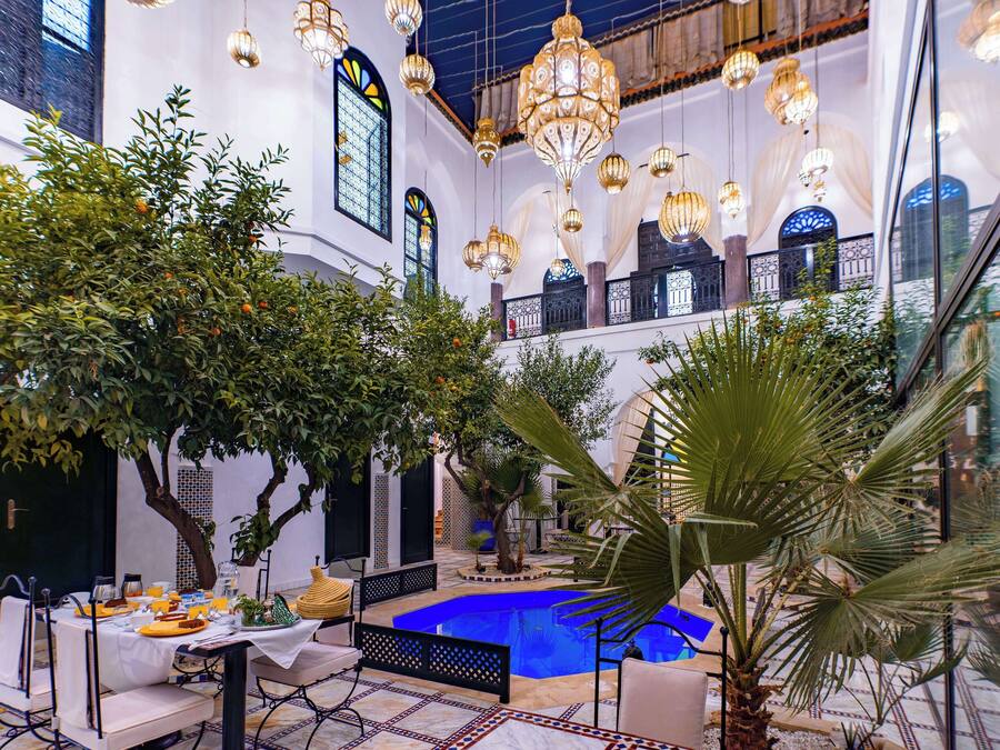 Outdoor pool, pool loungers