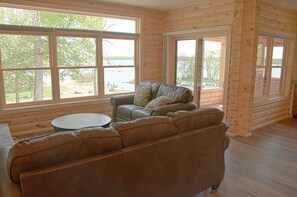 Cabin, 3 Bedrooms, Harbor View | Living room | Flat-screen TV, fireplace - Trappers Landing Lodge (Walker)