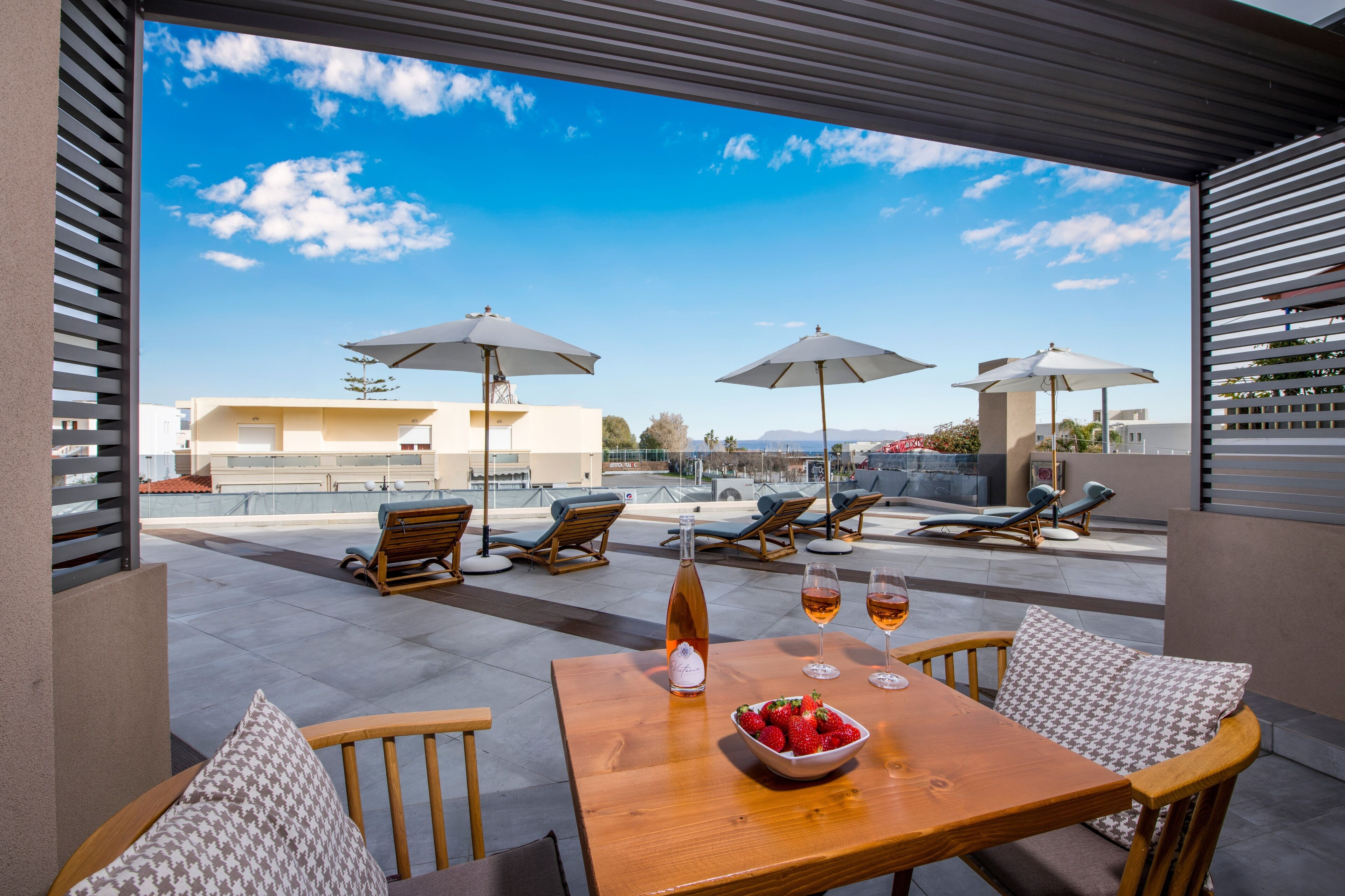 Luxury Double Room, Terrace, Sea View | Premium bedding, in-room safe, individually decorated, blackout drapes