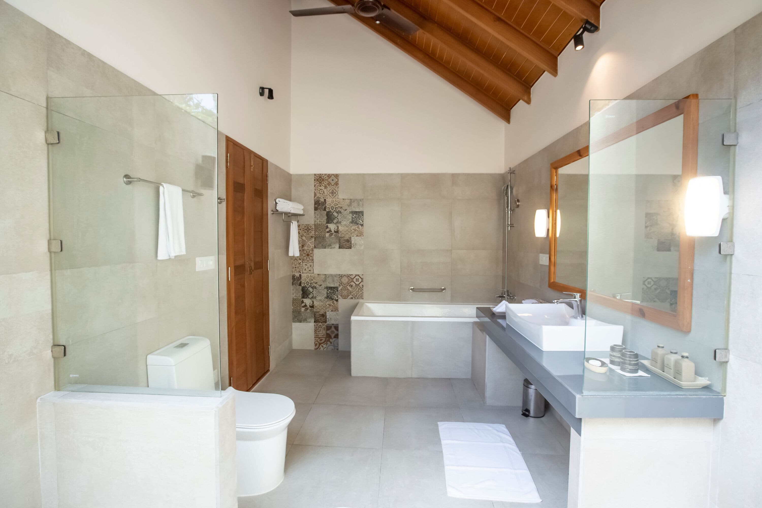 free toiletries, hair dryer, bathrobes, slippers