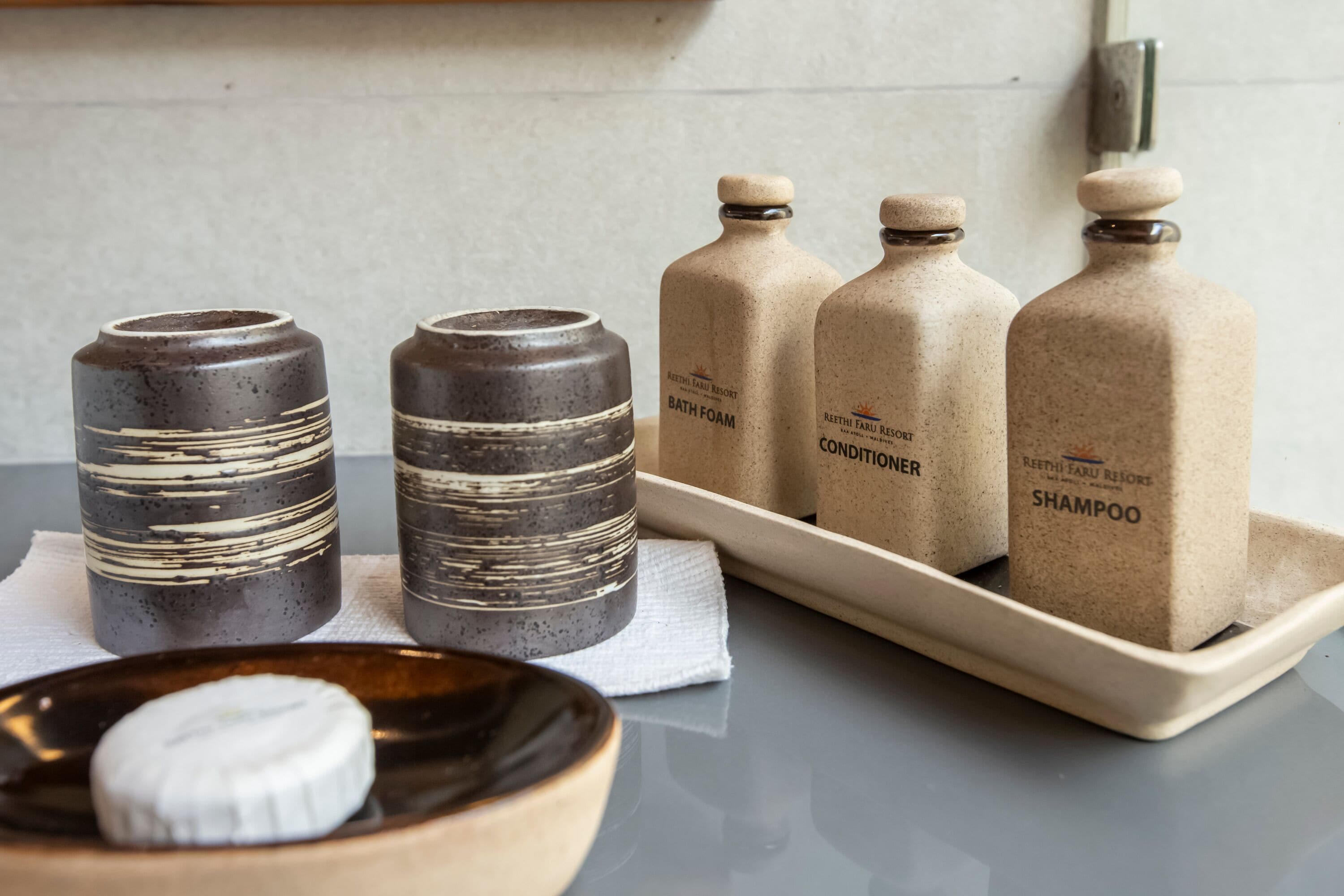 free toiletries, hair dryer, bathrobes, slippers