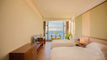 Premium bedding, desk, blackout curtains, iron/ironing board