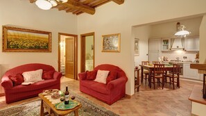 Apartment, 3 Bedrooms | Living room | Flat-screen TV, fireplace - Cappannelle Country House Tuscany (Castiglion Fibocchi)