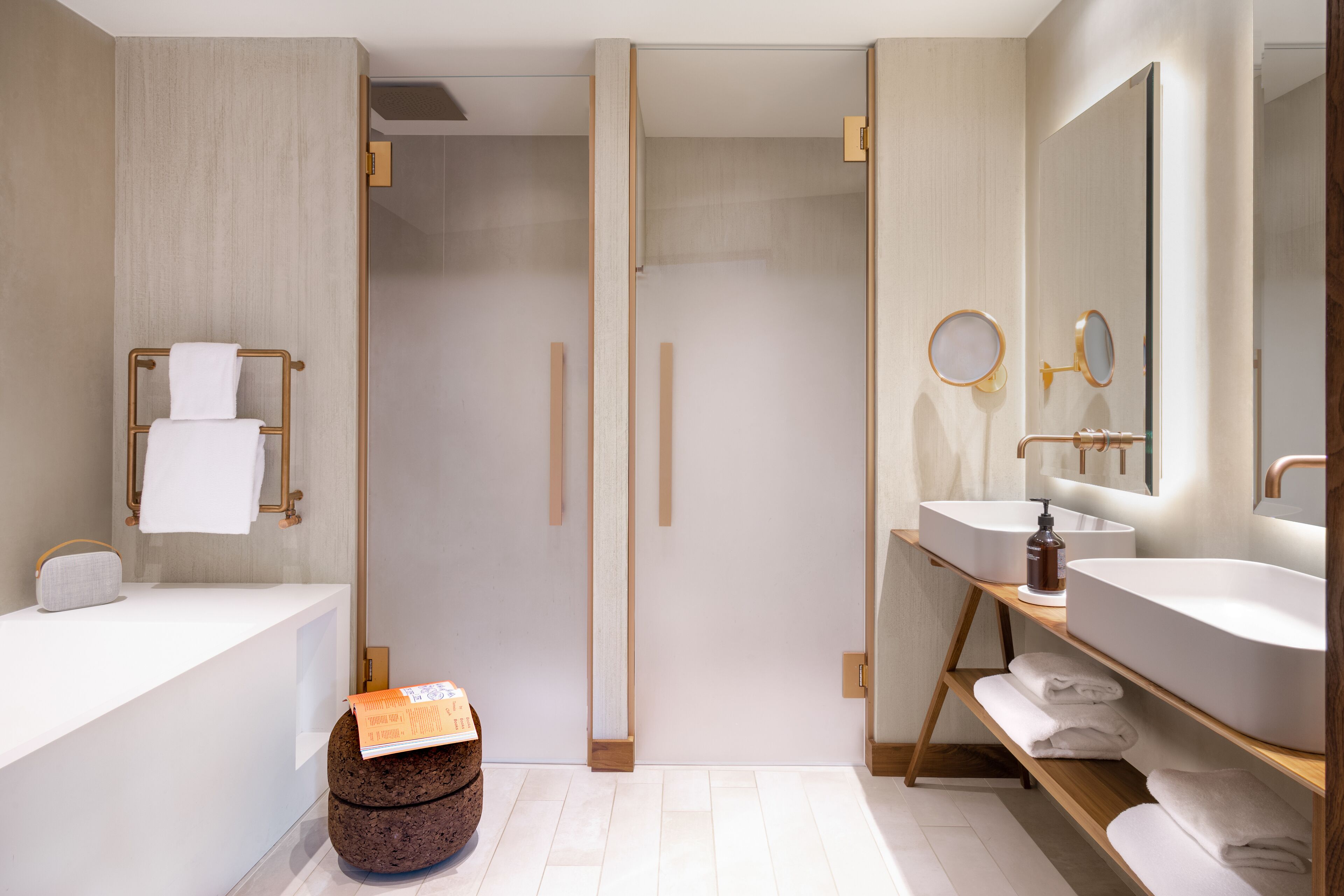 suite | bathroom | rainfall showerhead, designer toiletries, hair dryer, bathrobes