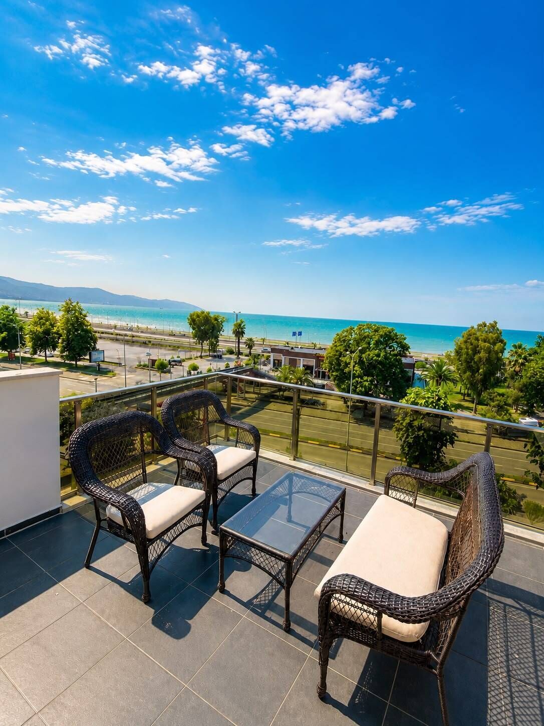 Double Room, Balcony, Sea View | Premium bedding, minibar, in-room safe, desk