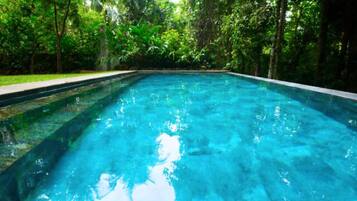 Outdoor pool, pool loungers