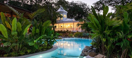 Outdoor pool, sun loungers