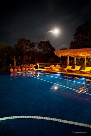 Outdoor pool, sun loungers