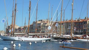 Una marina con varios veleros amarrados.