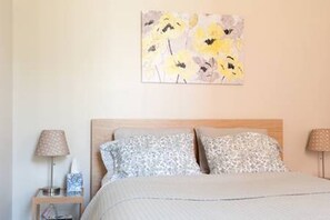 1 chambre, bureau, fer et planche à repasser, lit parapluie