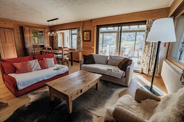 Smart TV, fireplace, DVD player, books