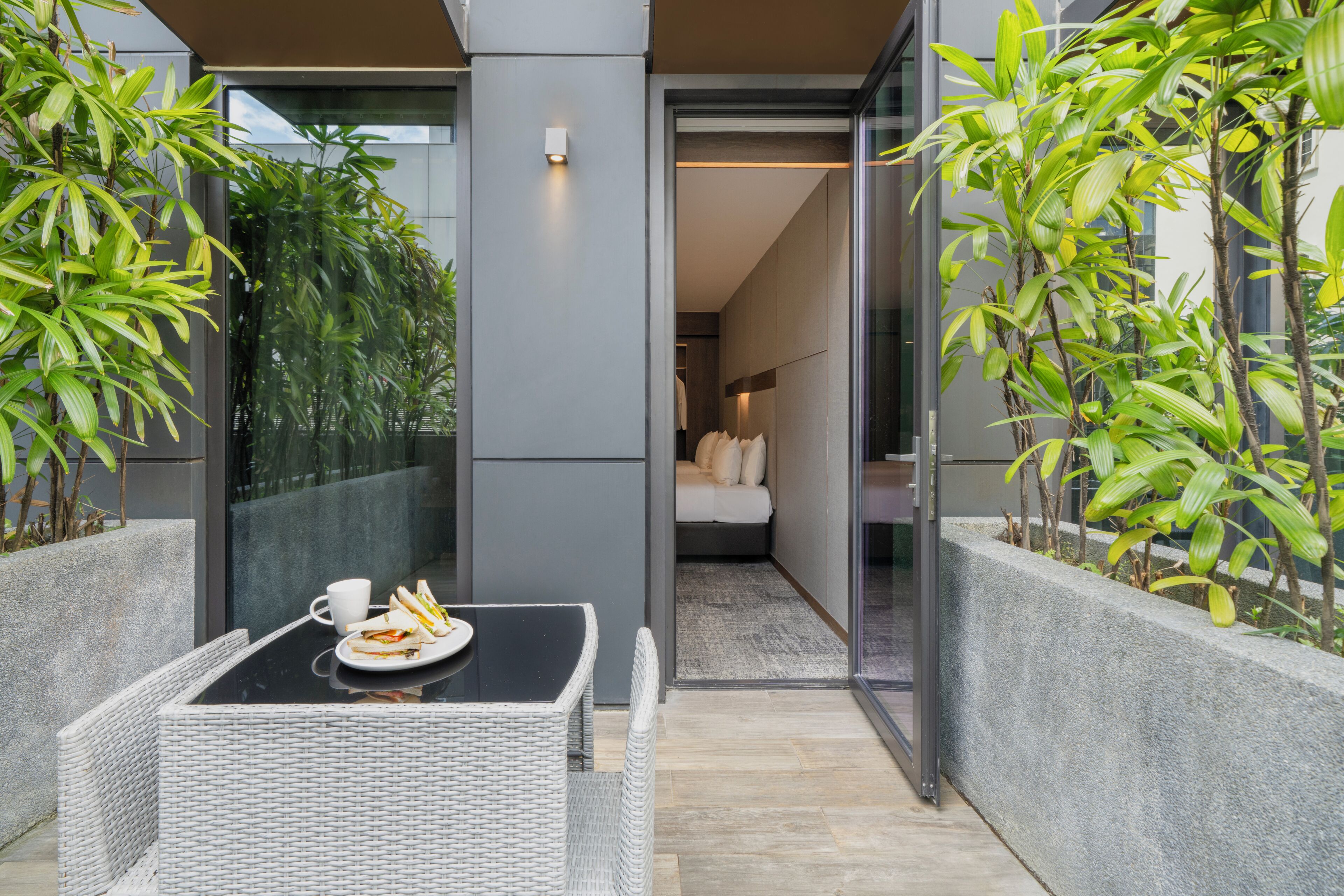 Chambre Deluxe avec lits jumeaux, balcon | Terrasse/Patio