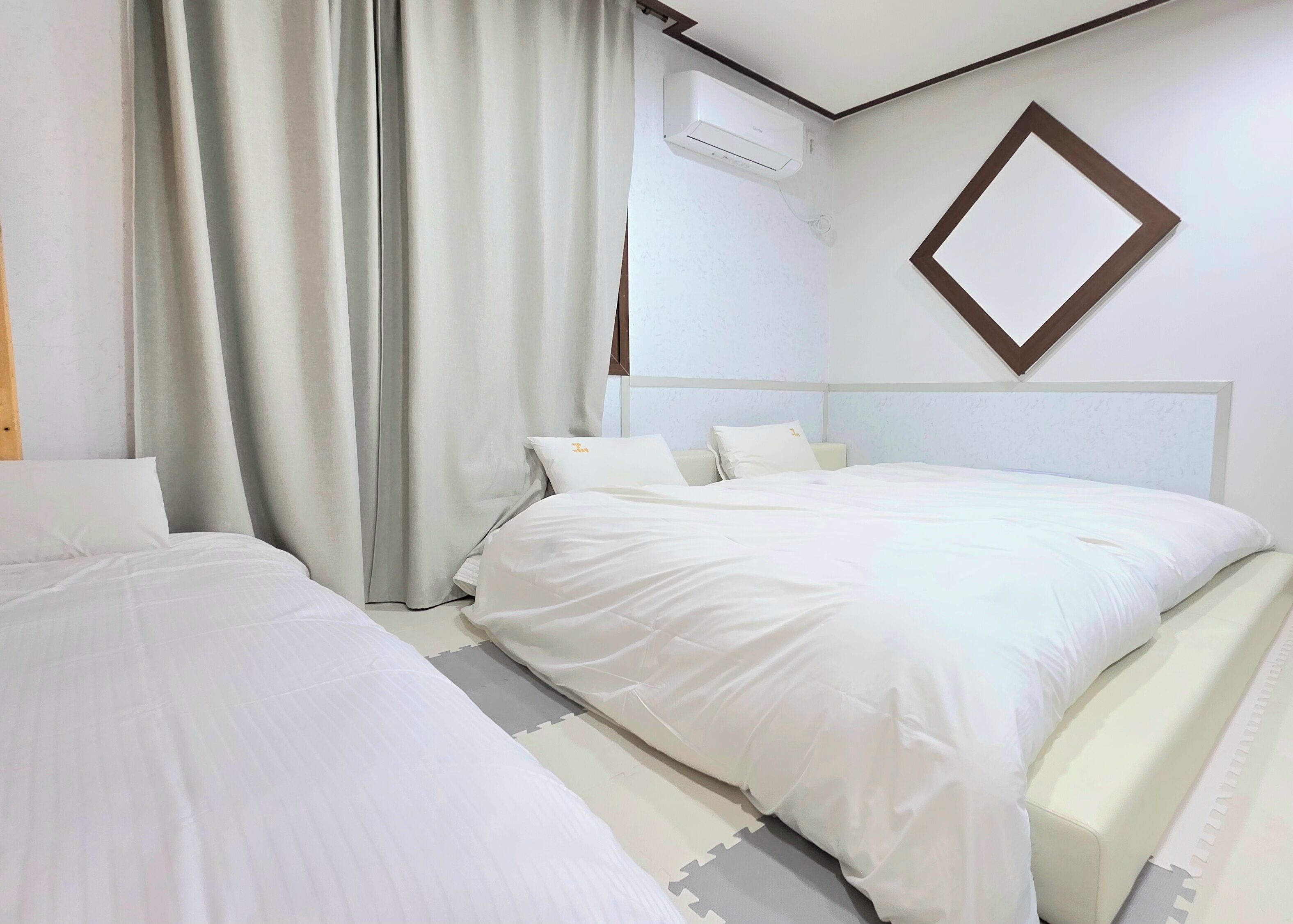 Individually decorated, laptop workspace, blackout drapes, soundproofing