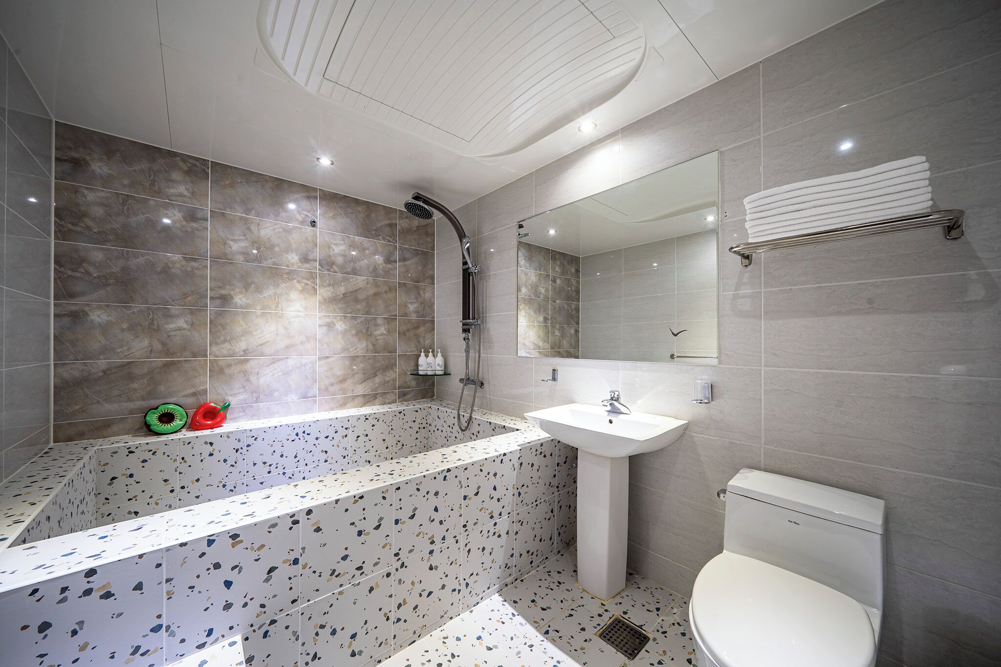 grand kids room | bathroom | free toiletries, hair dryer, slippers, towels