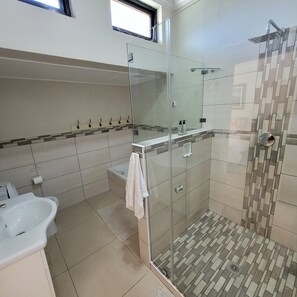 Comfort Cottage | Bathroom | Free toiletries, hair dryer, towels, soap - AppleBee Guest Cottages (Makhanda)