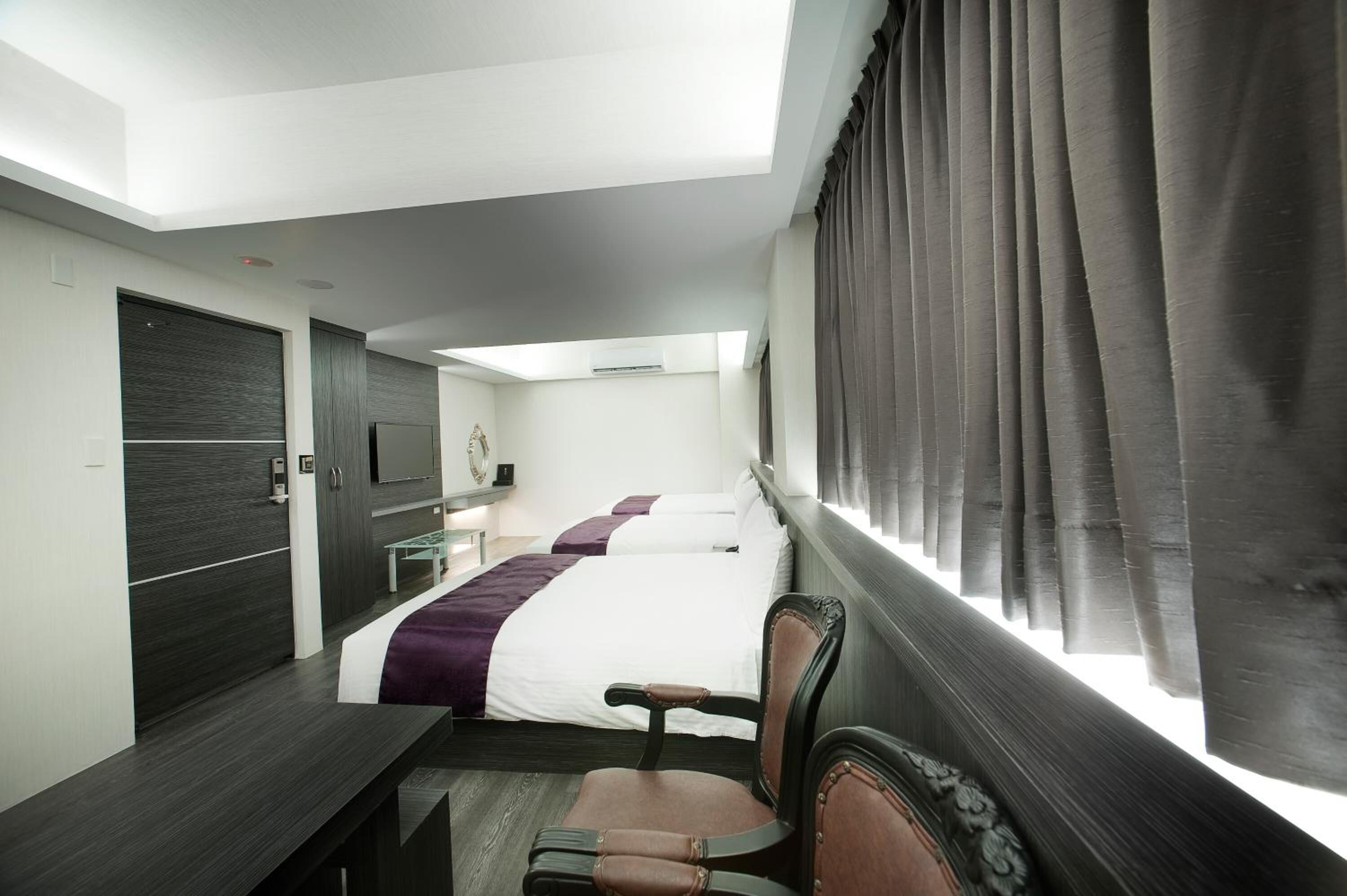 premium bedding, desk, blackout curtains, soundproofing