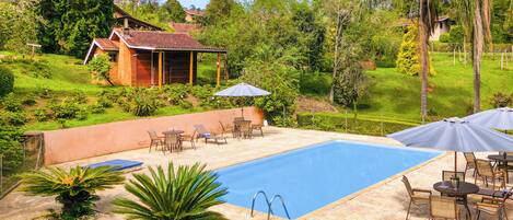 Indoor pool, outdoor pool, pool umbrellas, sun loungers