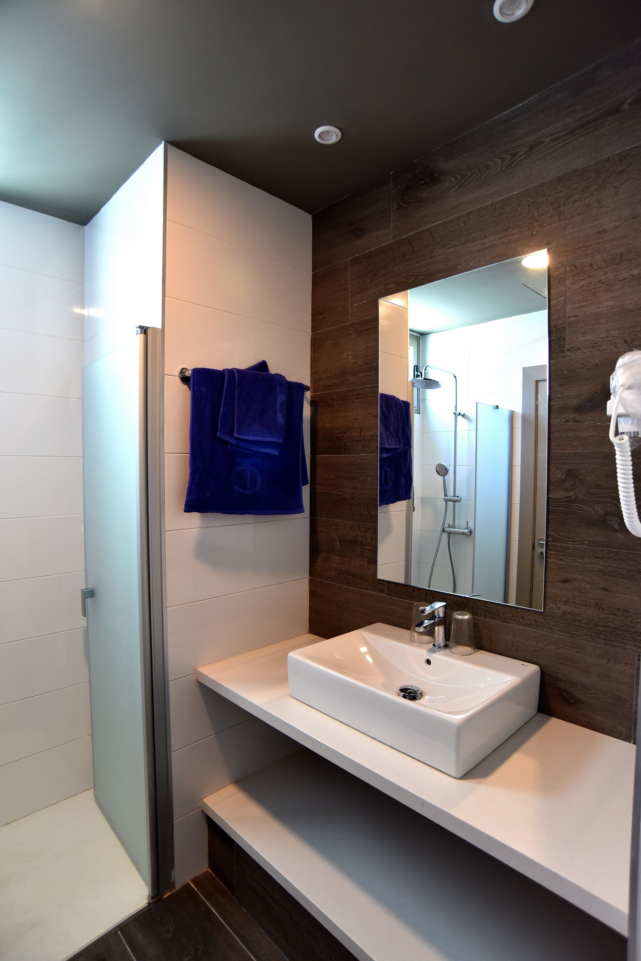 shower, rainfall showerhead, free toiletries, hair dryer