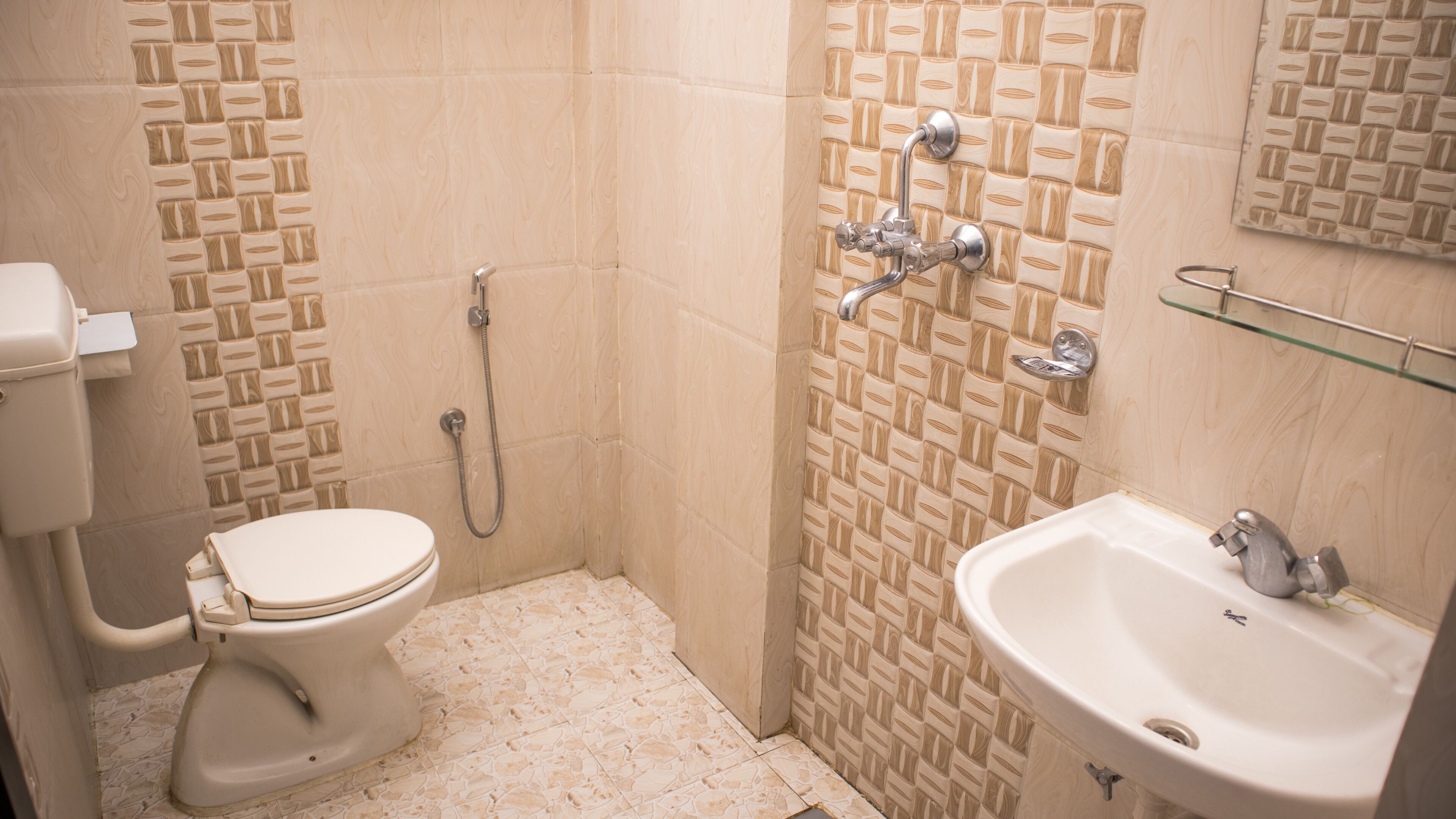 deluxe triple room | bathroom | shower, free toiletries, slippers, towels