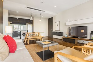 2 Bedroom - City View | Living area | 32-inch flat-screen TV with cable channels, TV - Noble Remix By Favstay (Bangkok)
