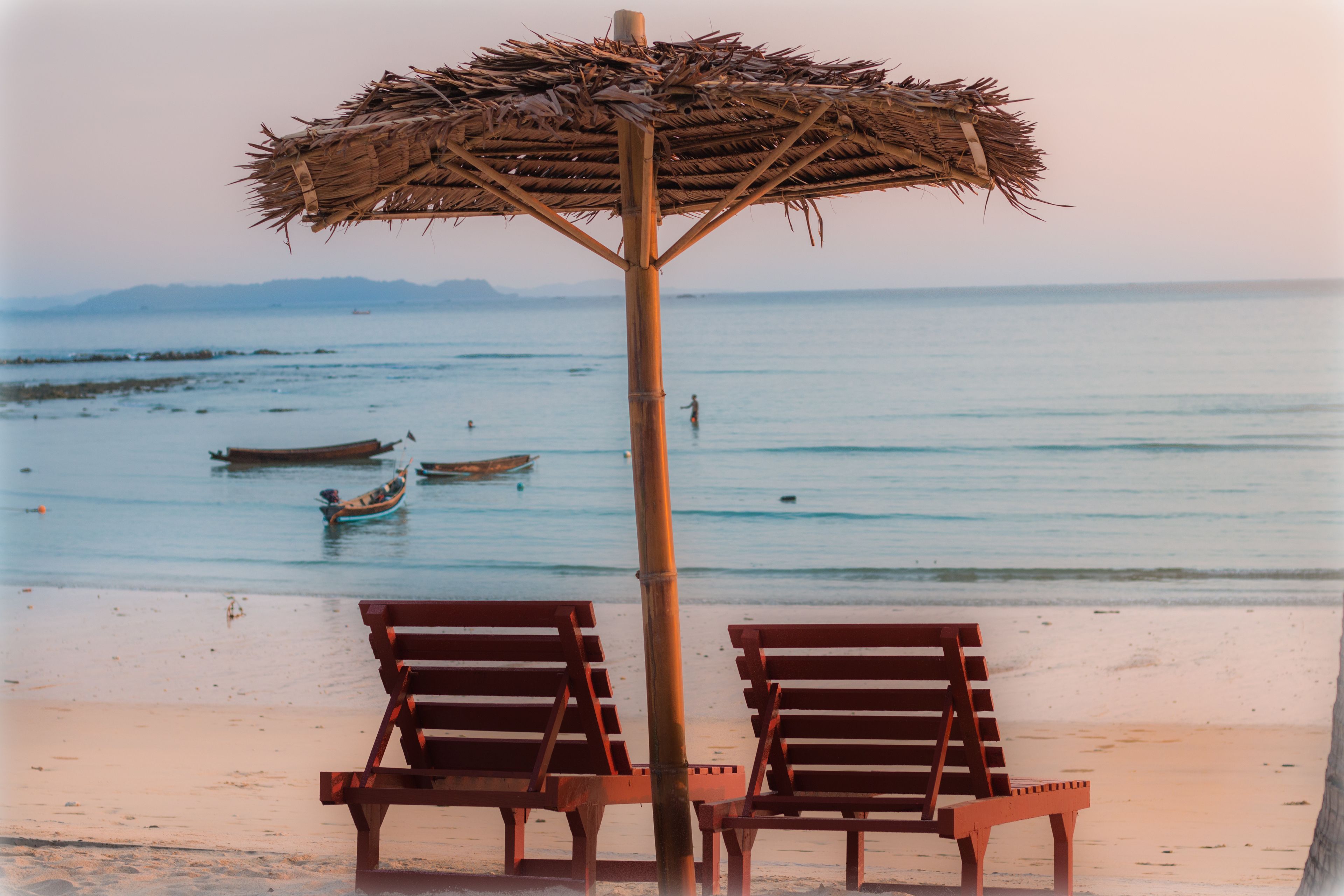 on the beach, scuba diving