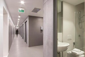 シャワー、ヘアドライヤー、タオル、トイレットペーパー
