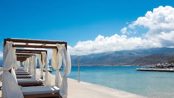 Private beach, beach cabanas, sun loungers, beach umbrellas