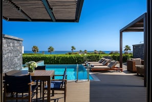 Executive Fitness Suite Sea View with Private Pool and Gym | Terrace/patio - Nana Princess Suites, Villas & Spa (Hersonissos)