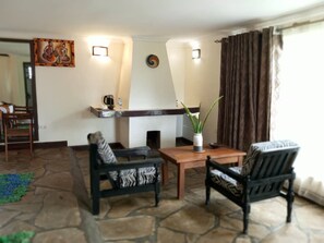 Televisión, chimenea, reproductor de DVD y piso con calefacción 