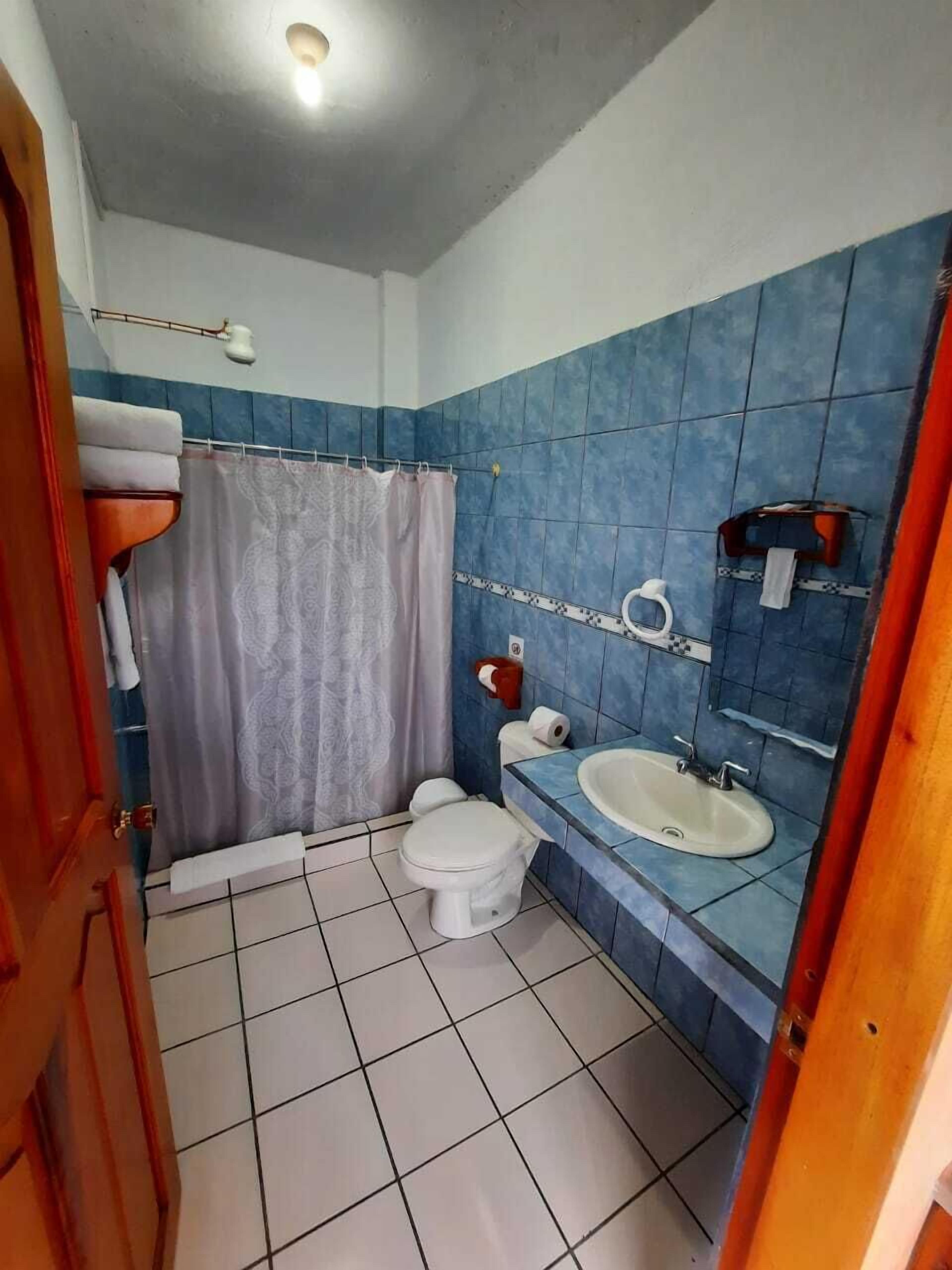 standard room | bathroom | shower, free toiletries, hair dryer, towels