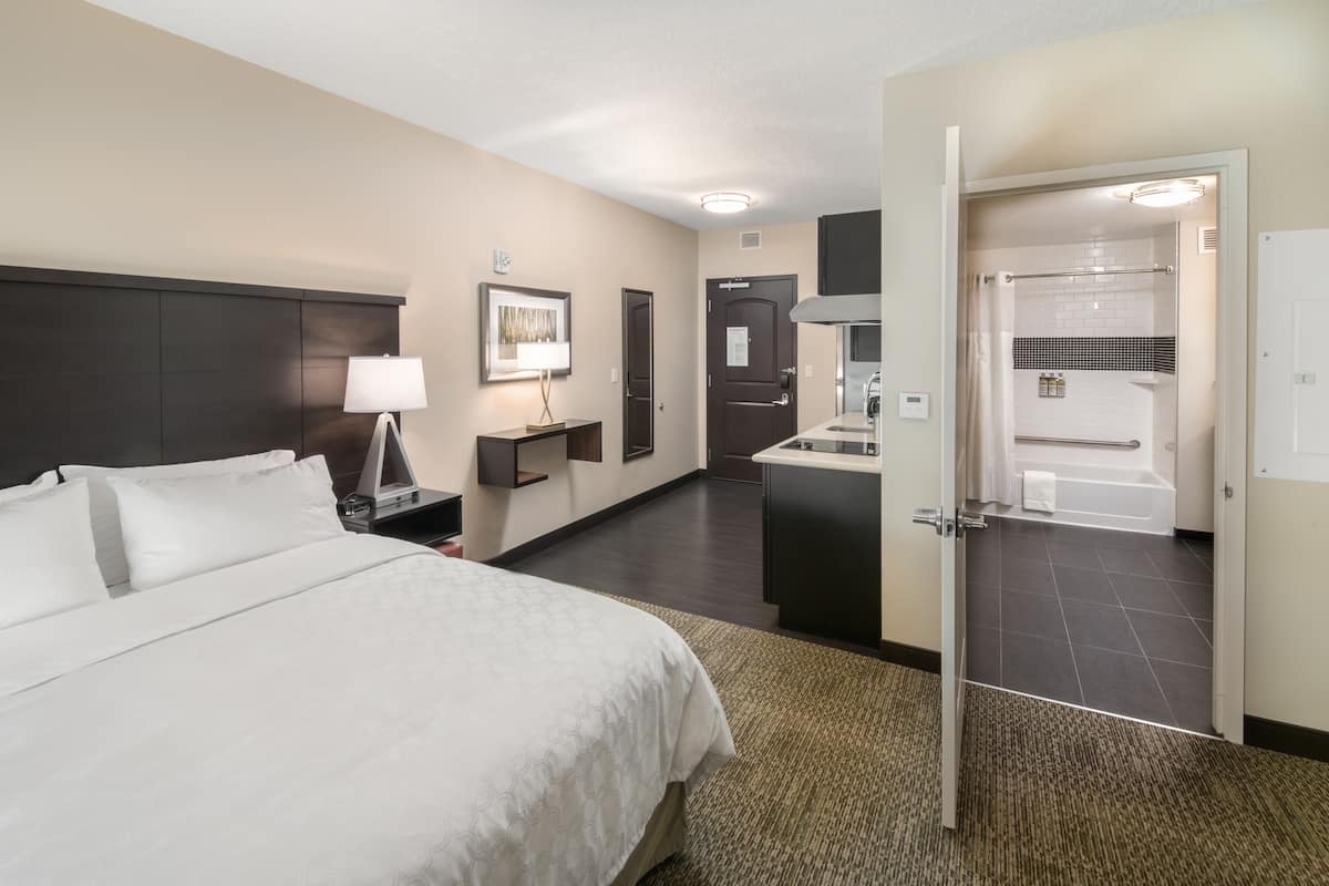 1 bedroom, desk, laptop workspace, blackout drapes