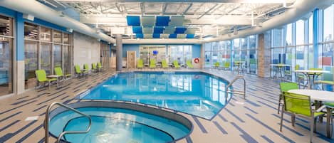 Indoor pool, open 5:30 AM to 11 PM, pool loungers