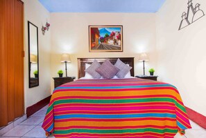 Double Room, 1 Double Bed, Private Bathroom, Courtyard Area | In-room safe, individually decorated, individually furnished, desk