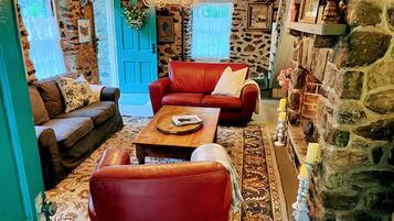 Fireplace, books