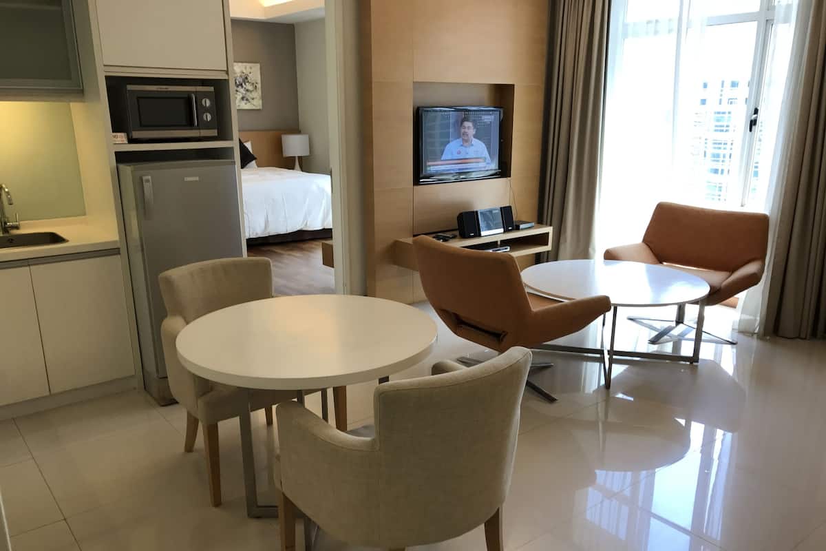 Apartemen, 1 kamar tidur | Meja kerja, setrika/meja setrika, dan Wi-Fi gratis