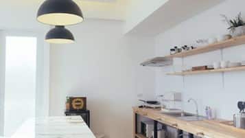 3 Bedroom Condo | Private kitchen | Full-sized fridge, microwave, stovetop, electric kettle