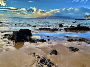 Plage à proximité, chaises longues, serviettes de plage