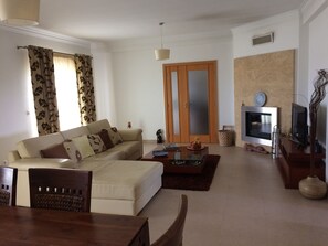 Een televisie, een open haard en videogames