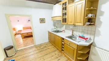 Basic Apartment, 3 Bedrooms, Bathtub | Private kitchen | Fridge, microwave, stovetop, coffee/tea maker