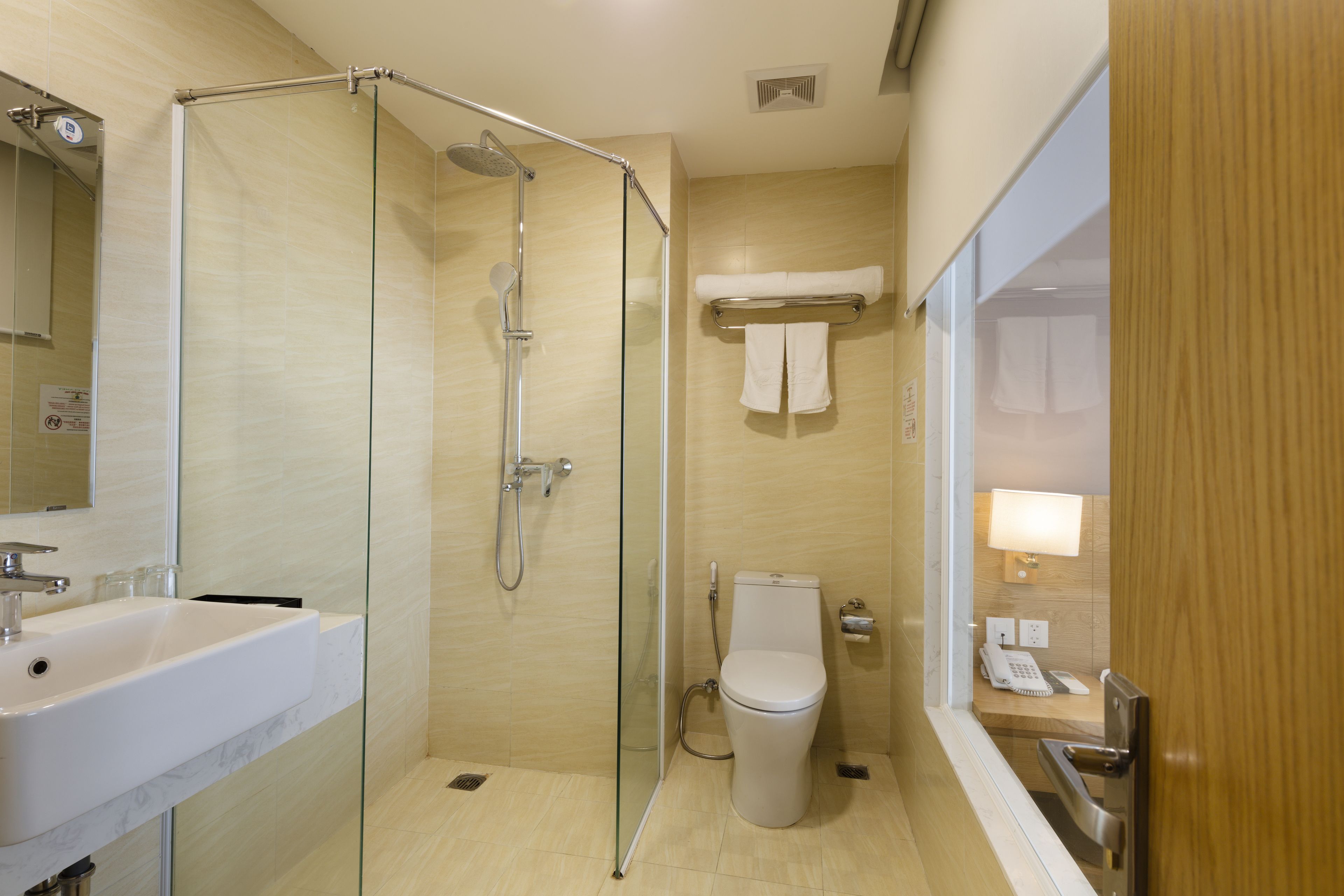 shower, free toiletries, hair dryer, bathrobes