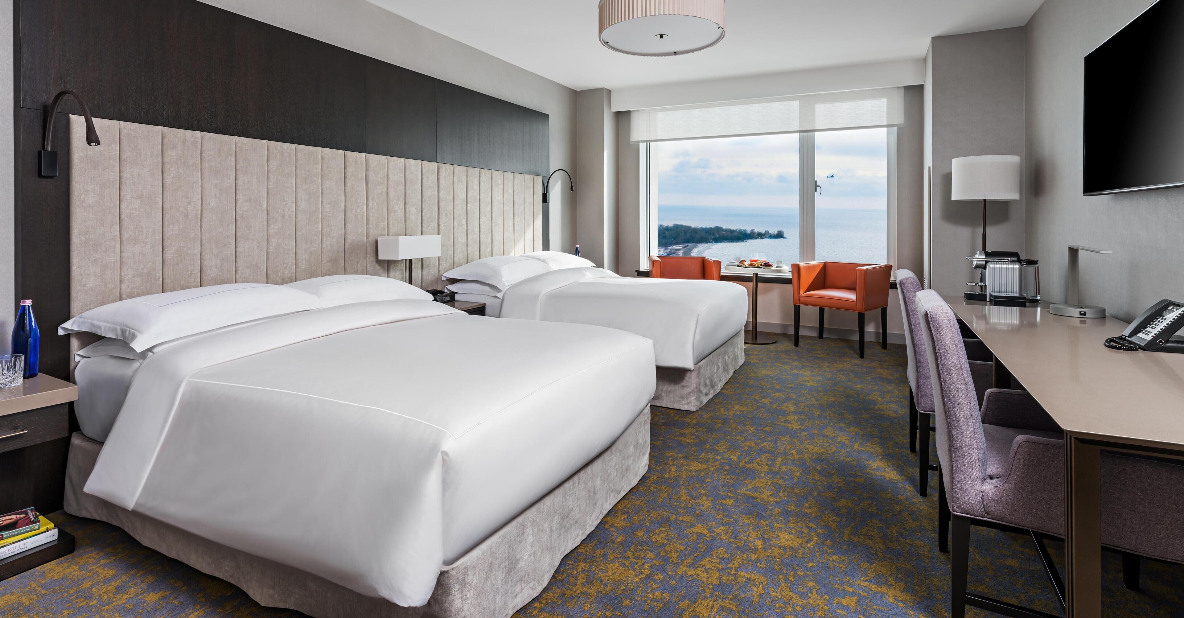 Deluxe Room, 2 Queen Beds, Roll-in Shower | Egyptian cotton sheets, premium bedding, down comforters, pillowtop beds