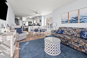Condo, 3 Bedrooms | Living area | TV, DVD player - Sea Cloisters 205D by RedAwning (North Myrtle Beach)