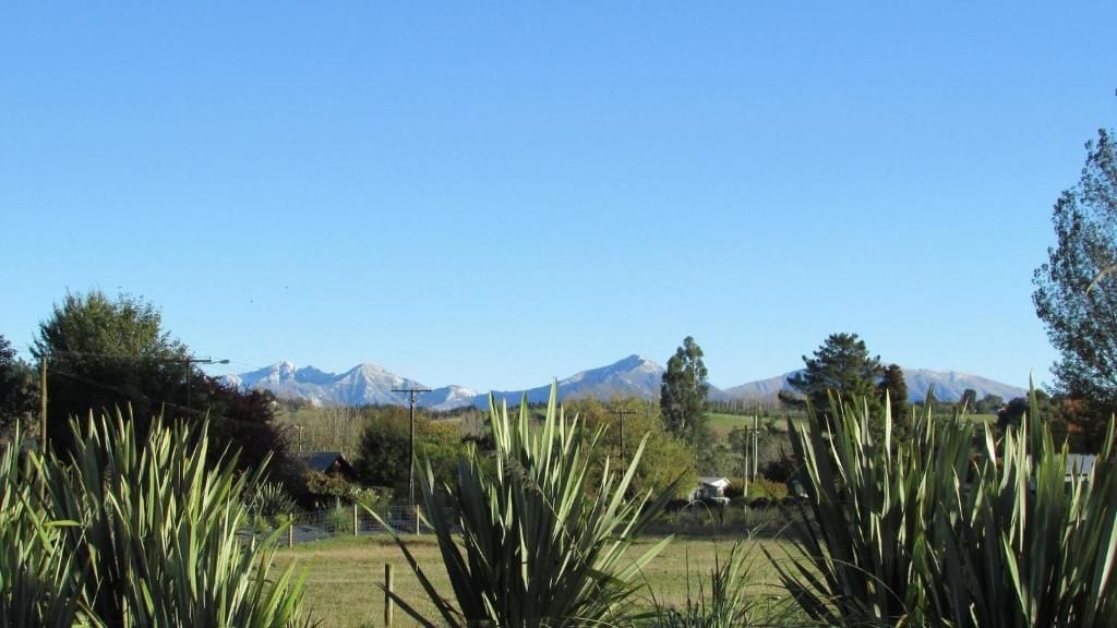 A mountainous landscape with clear skies.