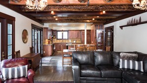 Flat-screen TV, fireplace, pay movies