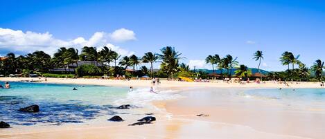 Sun-loungers, beach towels
