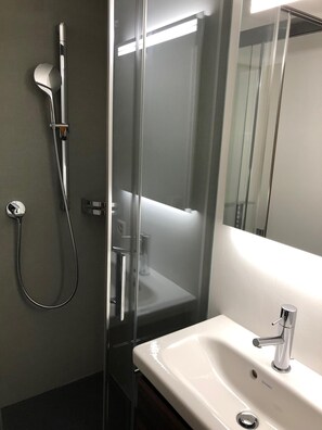 Combined shower/tub, hair dryer, towels, toilet paper - Homely 3.5 room penthouse (Zermatt)