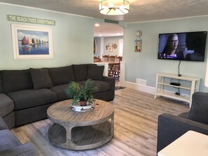 TV, DVD player, table football, books