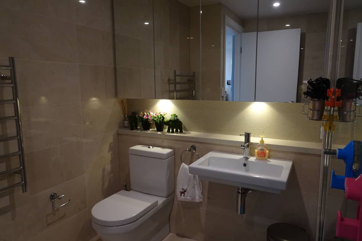 deluxe apartment, 1 bedroom, city view | bathroom | shower, free toiletries, towels