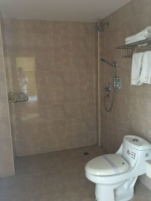 シャワー、バスアメニティ (無料)、スリッパ、タオル